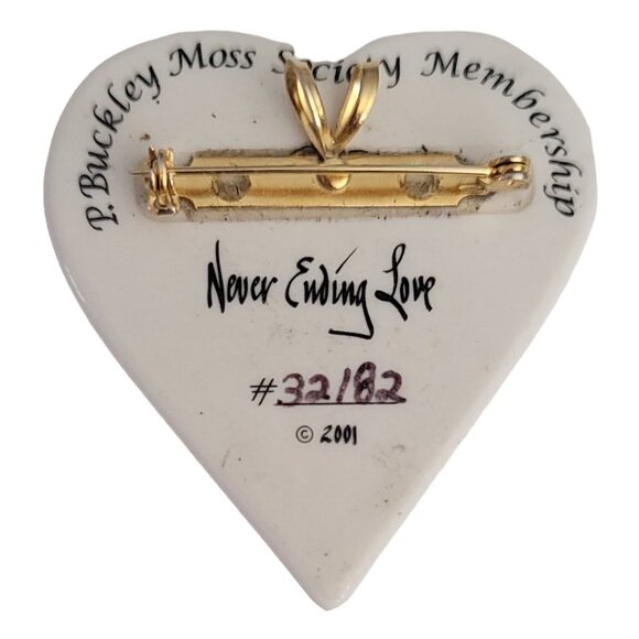 P Buckley Moss Never Ending Love Canada Geese Heart Brooch Pendant, M400 - Picture 3 of 8